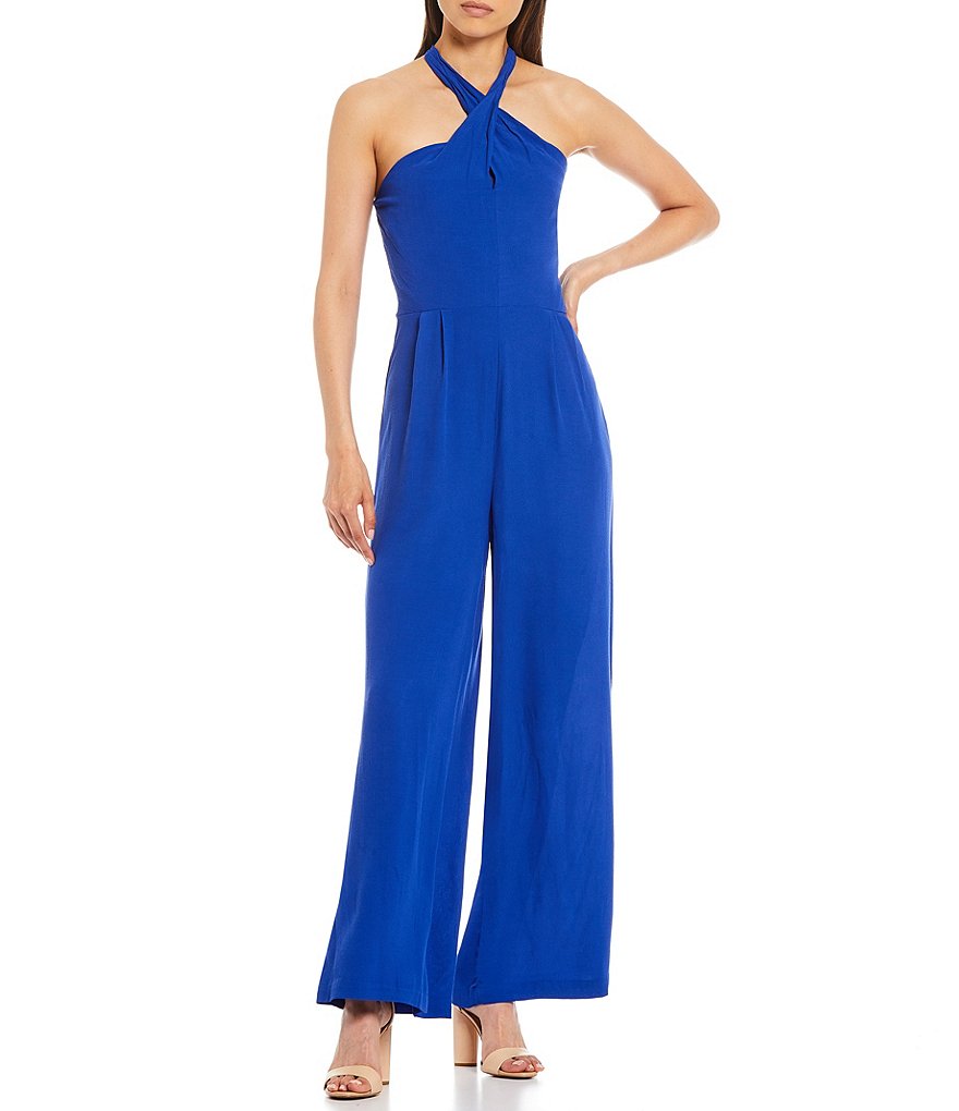 Skies Are Blue Halter-Neck Sleeveless Wide Leg Jumpsuit