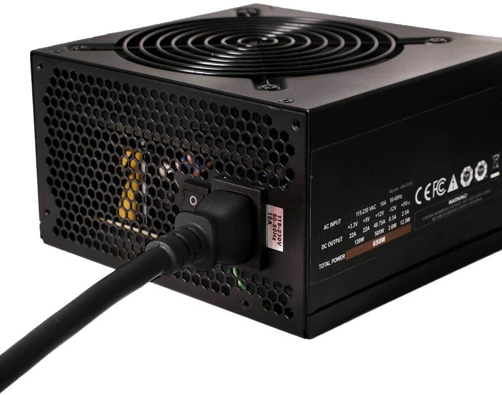 NEMA 5-15P to C13 Power Cord - Black, 1 Foot, 15A/125V, 14/3 AWG - Iron Box Part # IBX-4910-01