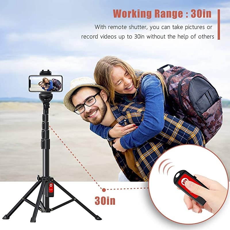 Stick Tripod 59 AllinOne Extendable Portable Bluetooth Sticks Phone Tripods Compatible with iPhone 11 11 pro Xs Max Xr X 8Plus 7 Galaxy S10+ S9 S8 and Digital Cameras Lightweight