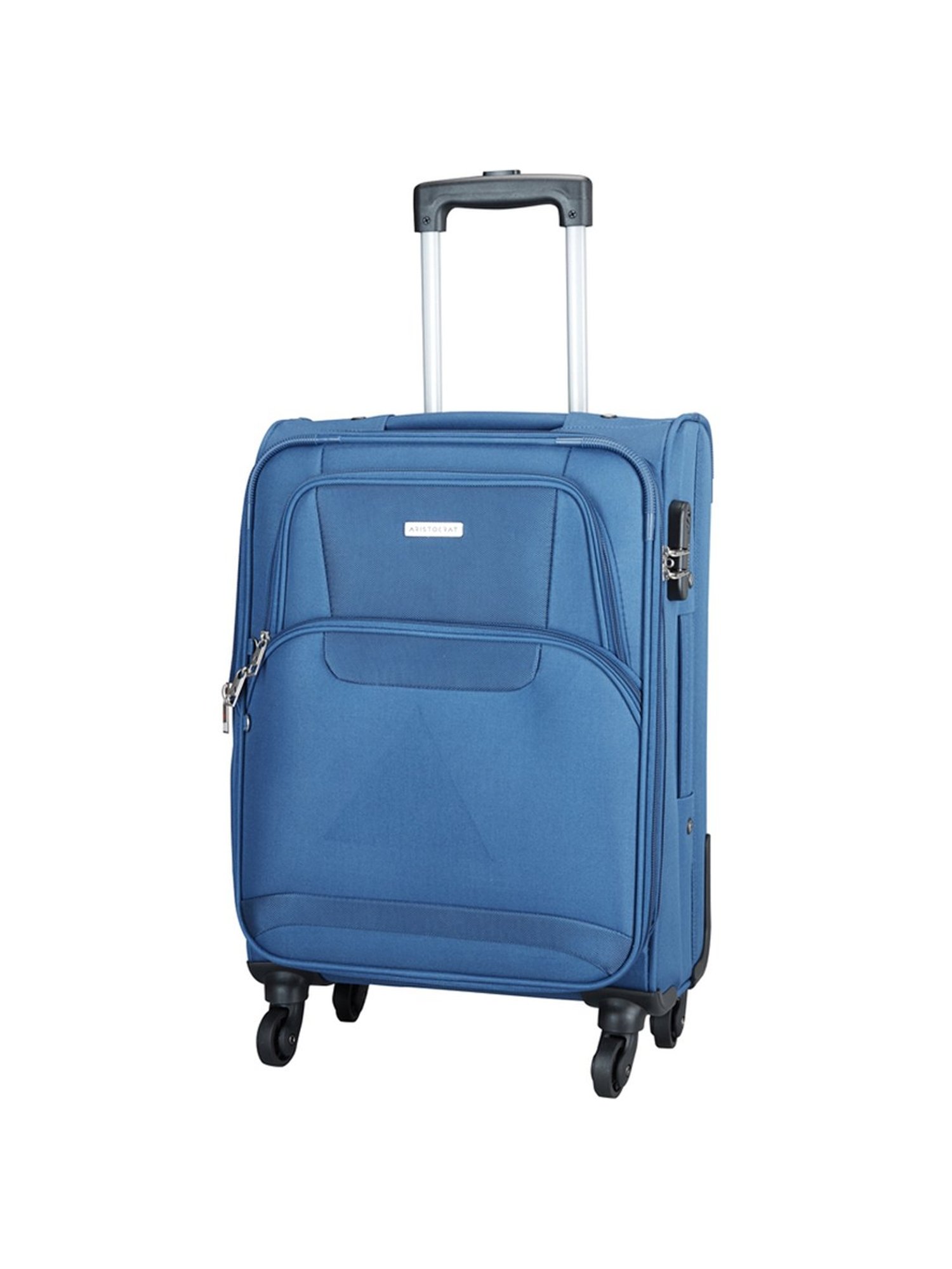 Aristocrat Amber Blue 4 Wheel Small Soft Cabin Trolley - 69 cm