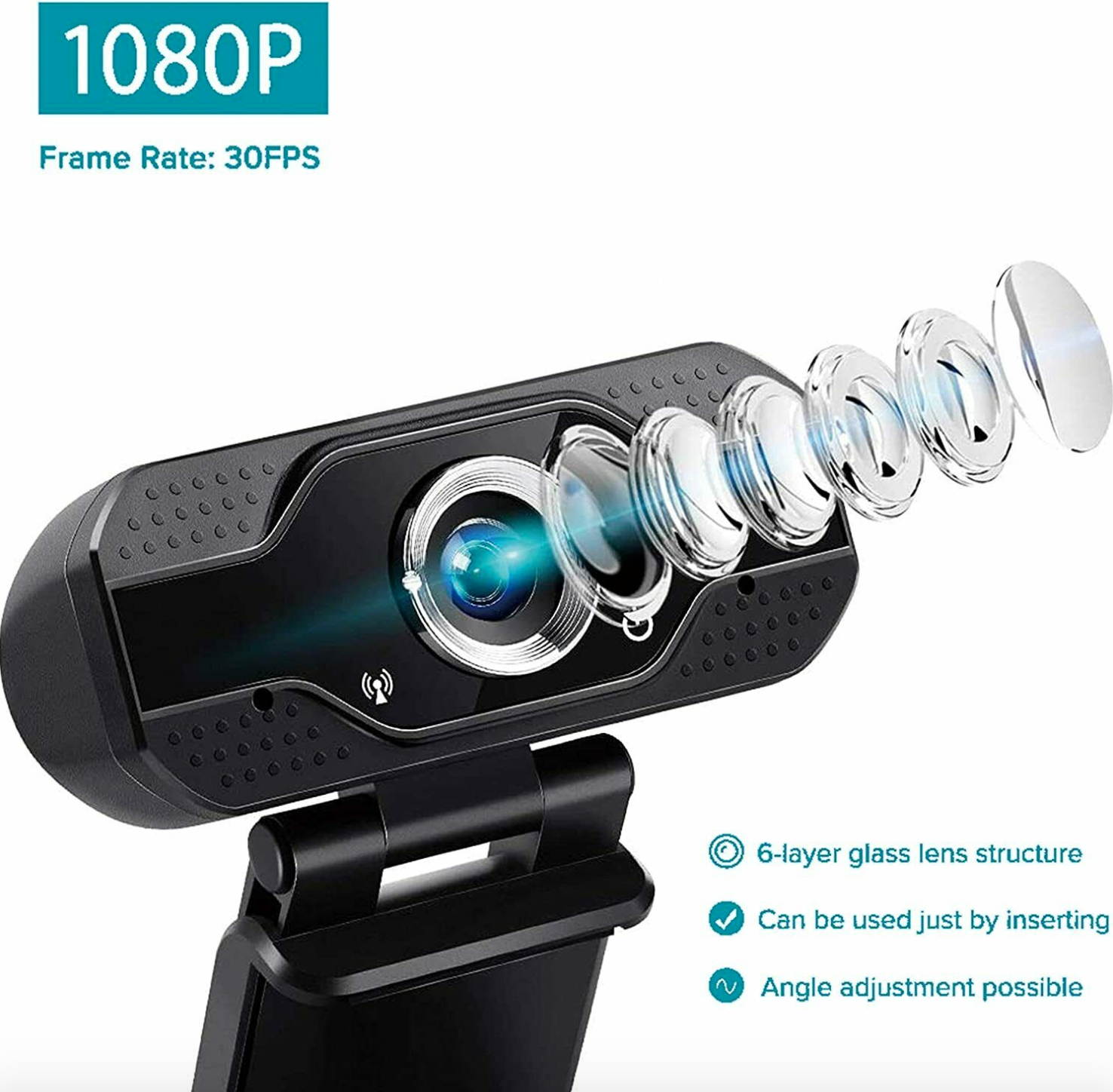 Real 1080P Full HD USB Webcam Web Camera with Microphone for PC Desktop & Laptop