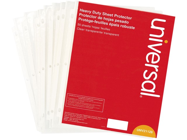 Universal UNV21128 Top-Load Poly Sheet Protectors, Heavy Gauge, Clear, 50/Pack