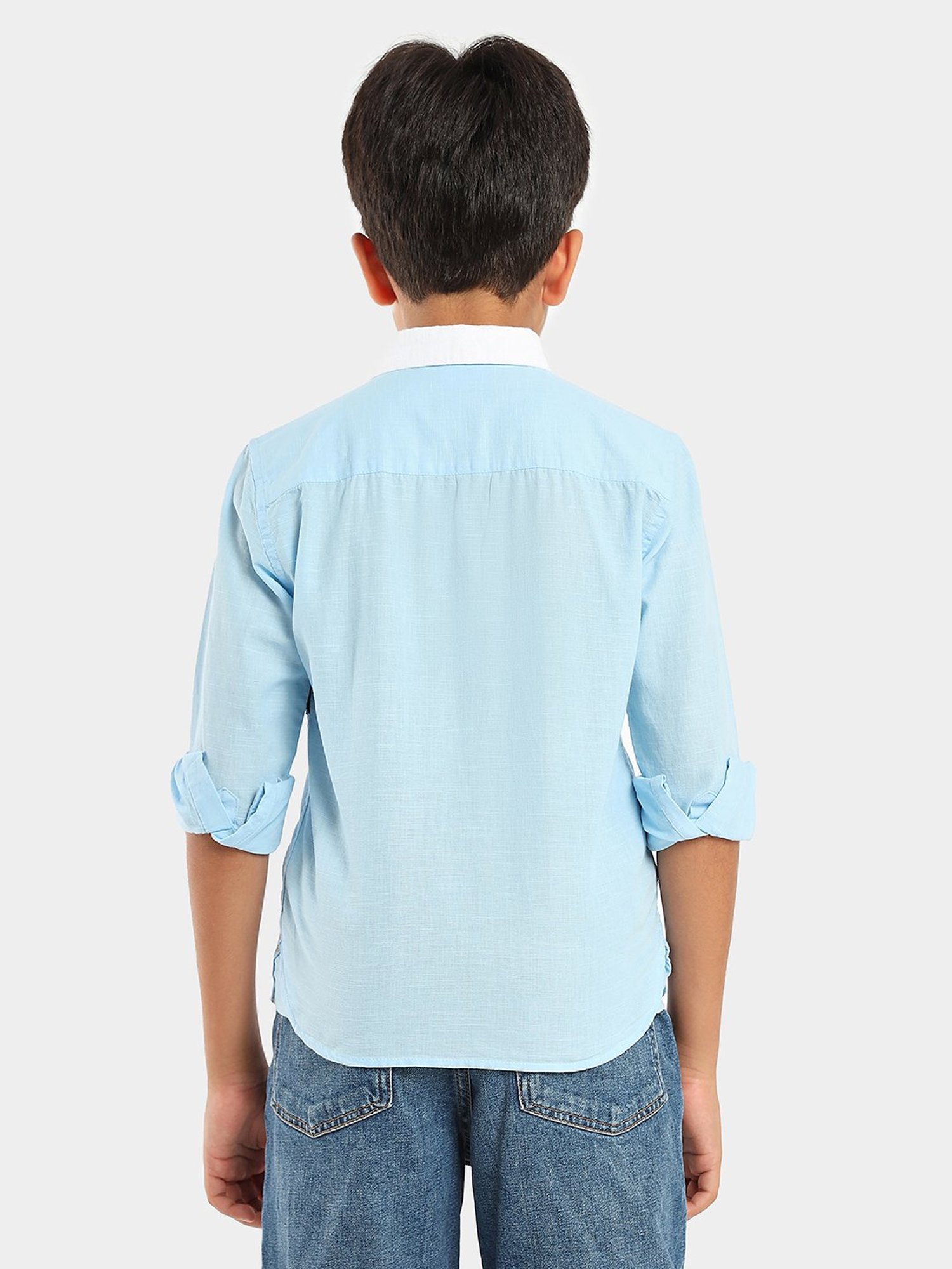 LilPicks Kids Blue Color Block Shirt