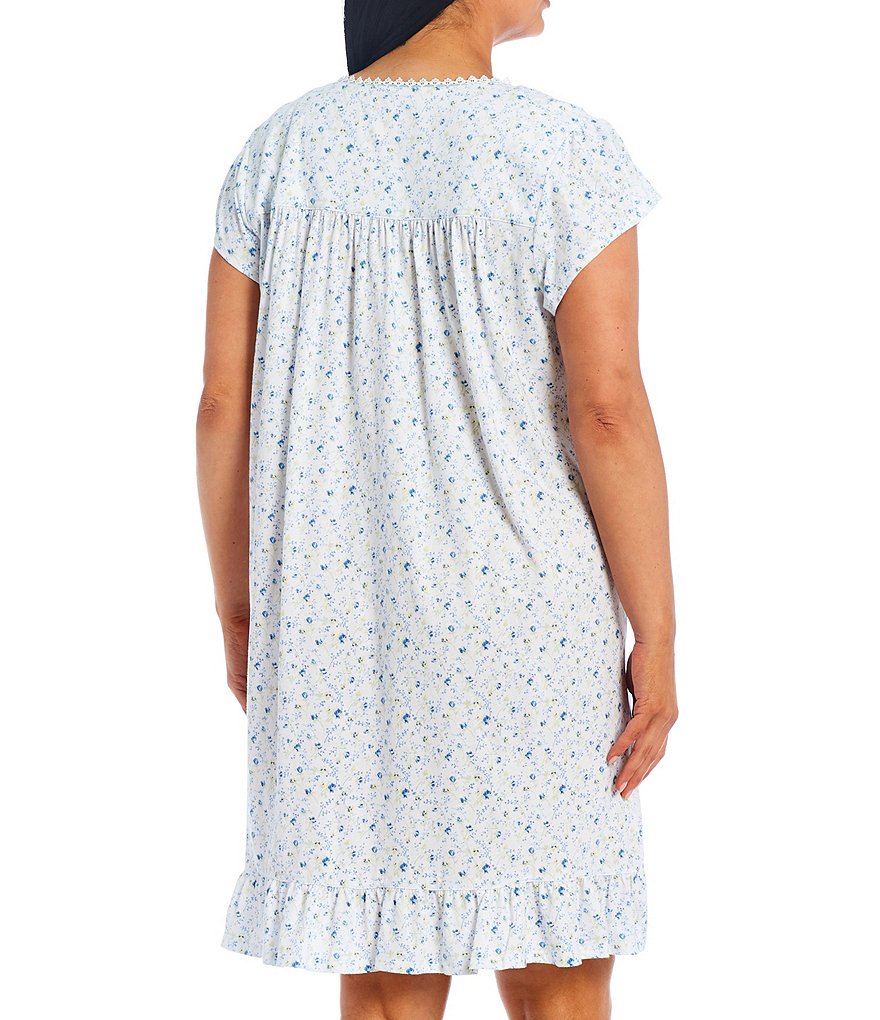 Eileen West Plus Floral Print Short Knit Nightgown