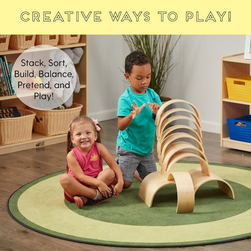 ECR4Kids Wood Tunnels and Arches Toy Set (10 Pieces) Creative STEM Building Kit