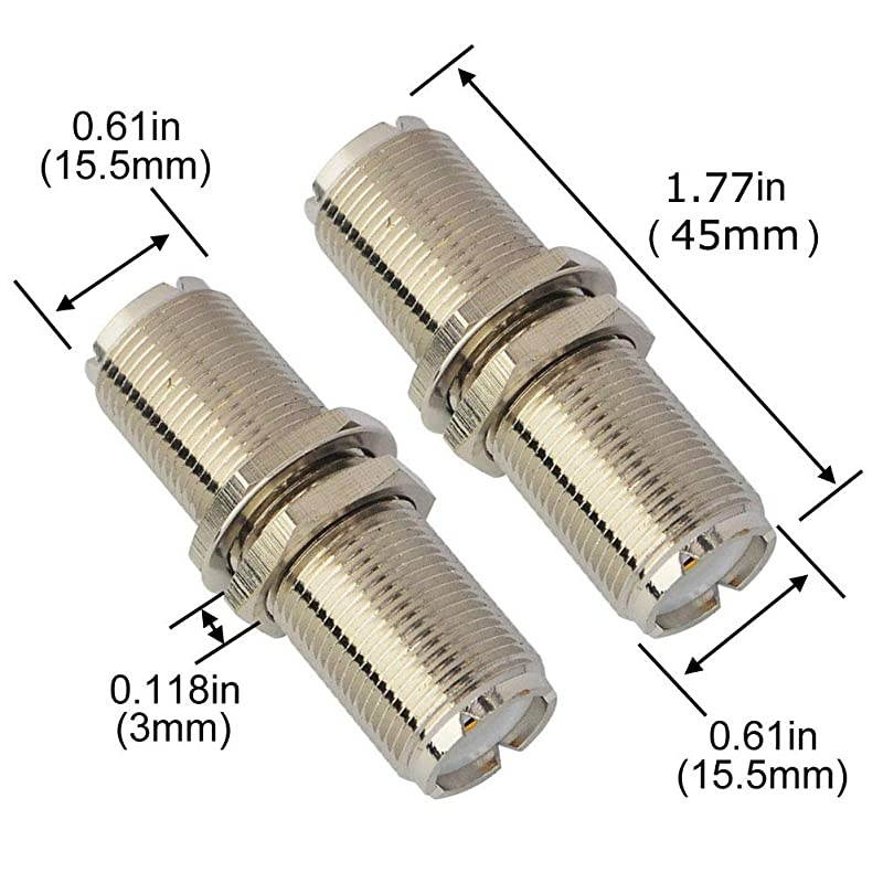 UHF Bulkhead Connector RF Coax Adapter UHF Female to UHF Female Connector SO239 Bulkhead Connector Low Loss Coax Adapter 45 cm Pack of 2