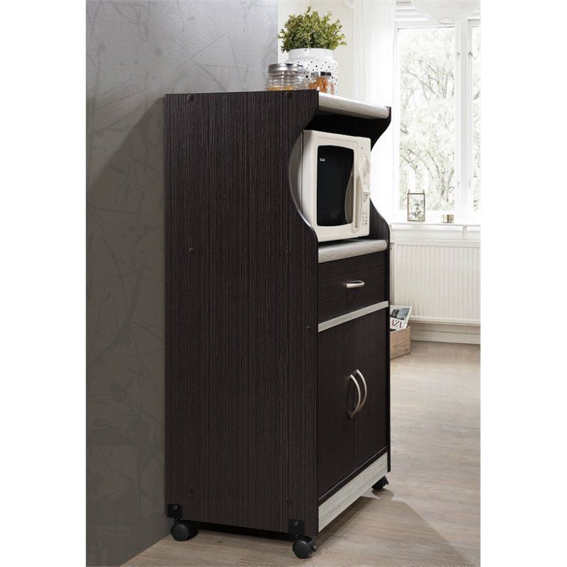 Microwave Kitchen Cart in Chocolate Gray - Hodedah