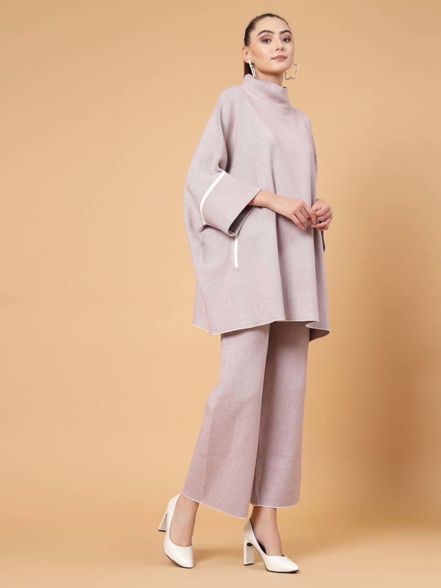 Mafadeny Lilac Plain Top Pants Set