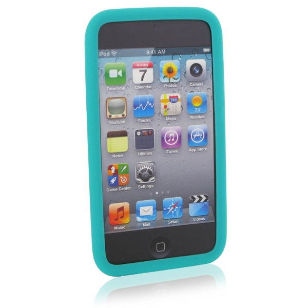 XtremeMac Tuffwrap Silicone Case for iPod Touch 4G (2 PK Black & Turquoise)