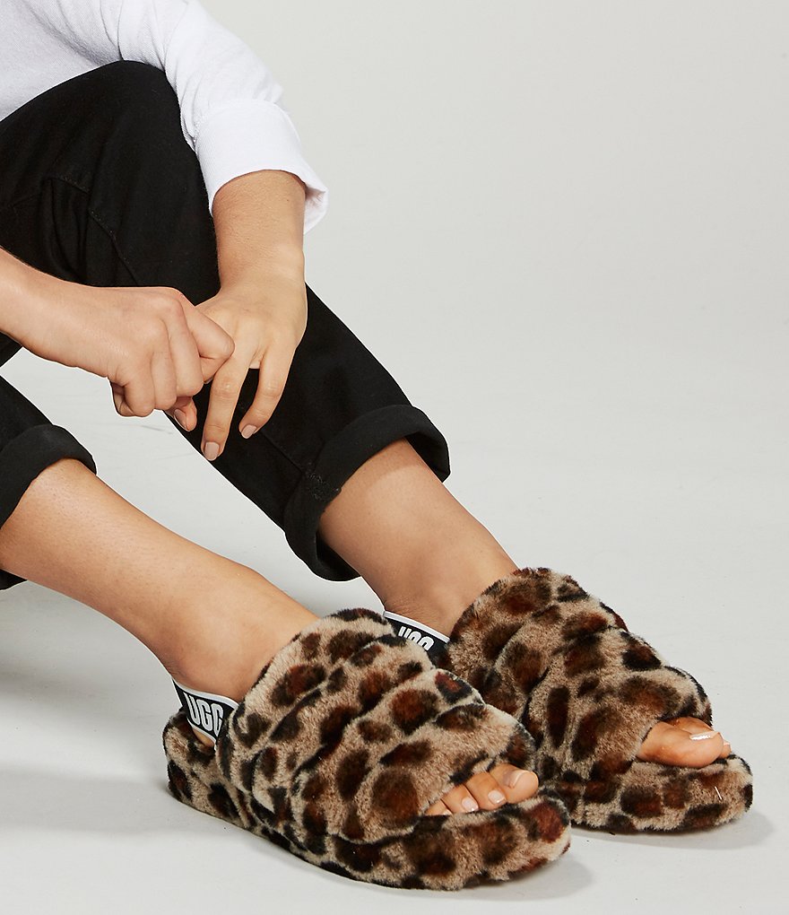 UGG&reg; Fluff Yeah Leopard Print Fur Slides
