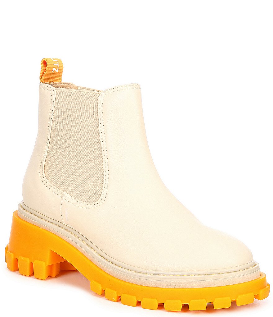 Schutz Ann Leather Lugged Chelsea Booties