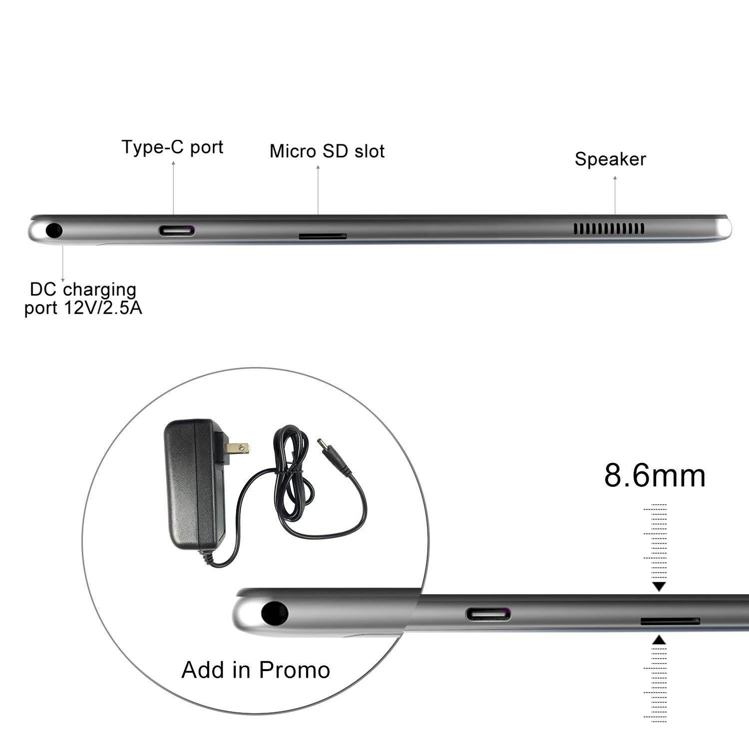 Zgeer 2-in-1 Laptop, 11.6 inch Tablet with Keyboard, 1920x1080 Black Diamond Screen, Intel Apollo Lake N3450 2.2GHz, 4GB RAM, 64GB EMMC, Windows 10