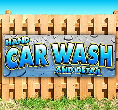 Hand CAR WASH and Detail 13 oz Heavy Duty Vinyl Banner Sign with Metal Grommets, New, Store, Advertising, Flag, (Many Sizes Available)