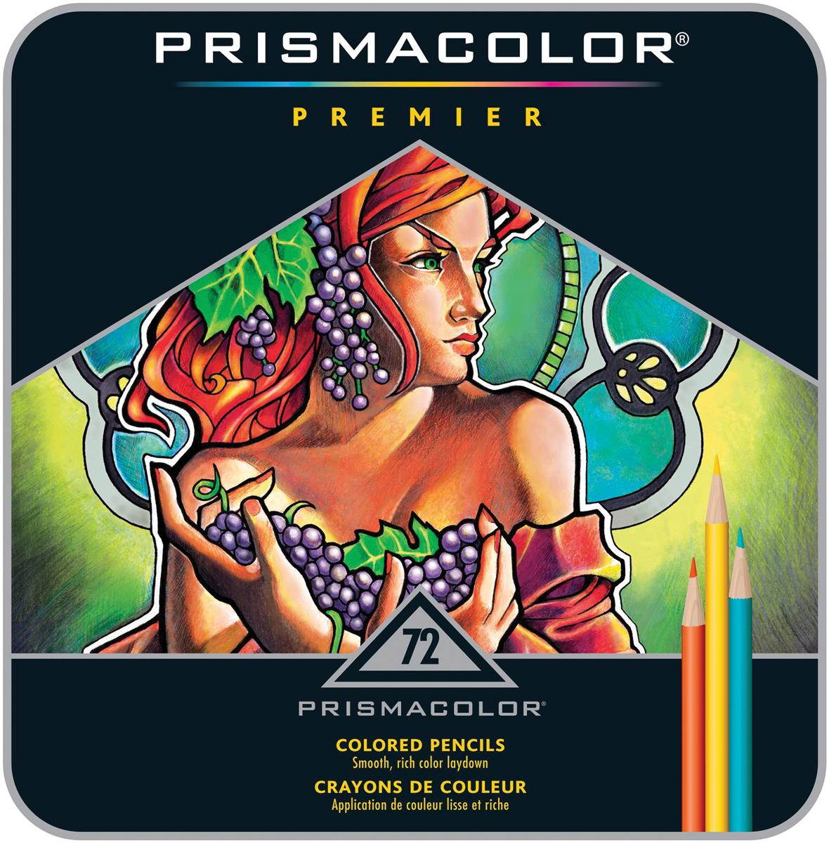 Prismacolor Premier Colored Pencil Set 72/Tin-W/Two Bonus Artstix & Sharpener