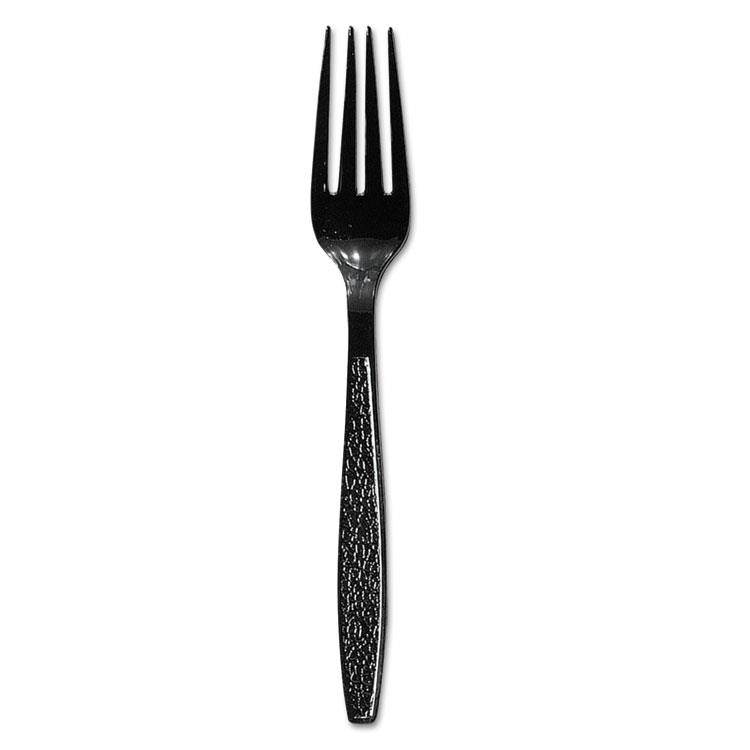 SOLO Cup Company GDR5FK Guildware Heavyweight Plastic Forks, Black, 1000/Carton, 1 Carton