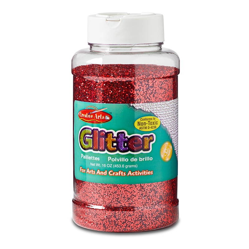 creative arts by charles leonard glitter, 16 ounce bottle, red 41130