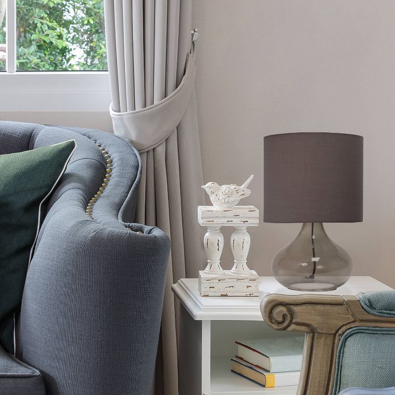 Glass Raindrop Table Lamp with Fabric Shade Gray - Simple Designs