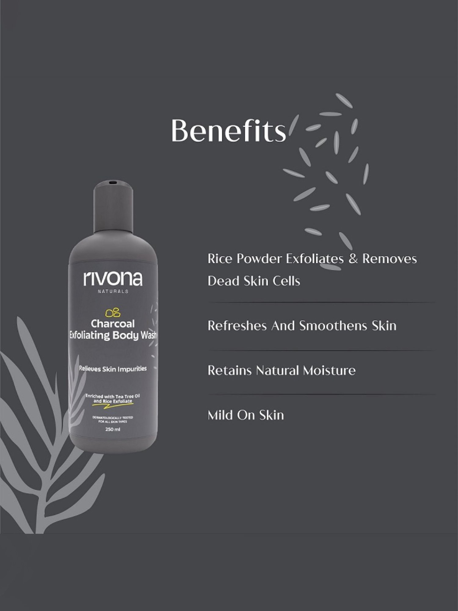 Rivona Naturals Charcoal Exfoliating Body Wash - 250 ml