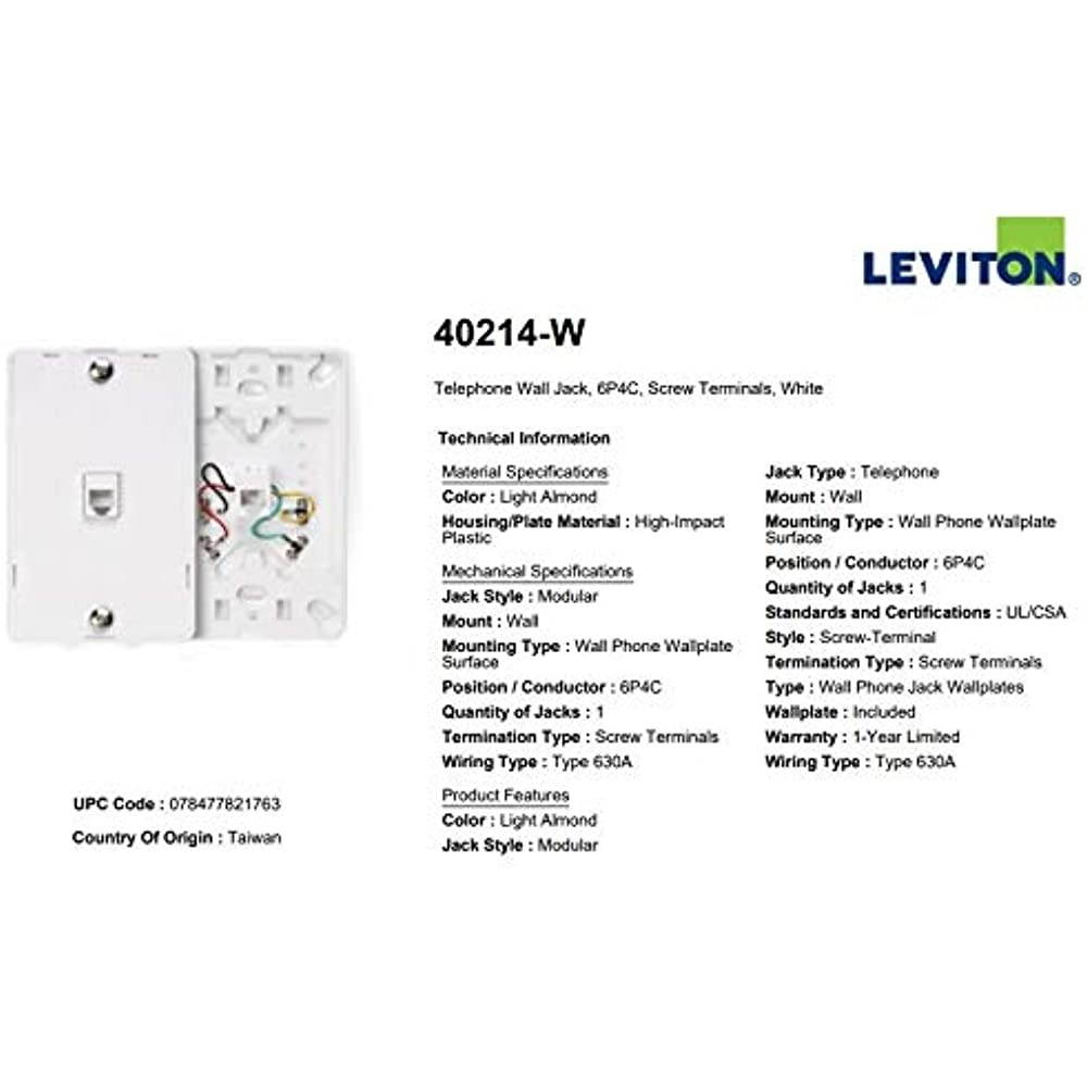 Screw Terminal Phone Jack White