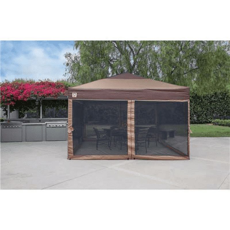 Costway Outdoor 2-Tier 10'x10' Gazebo Canopy Shelter Awning Tent Patio Garden Screw-free structure Brown