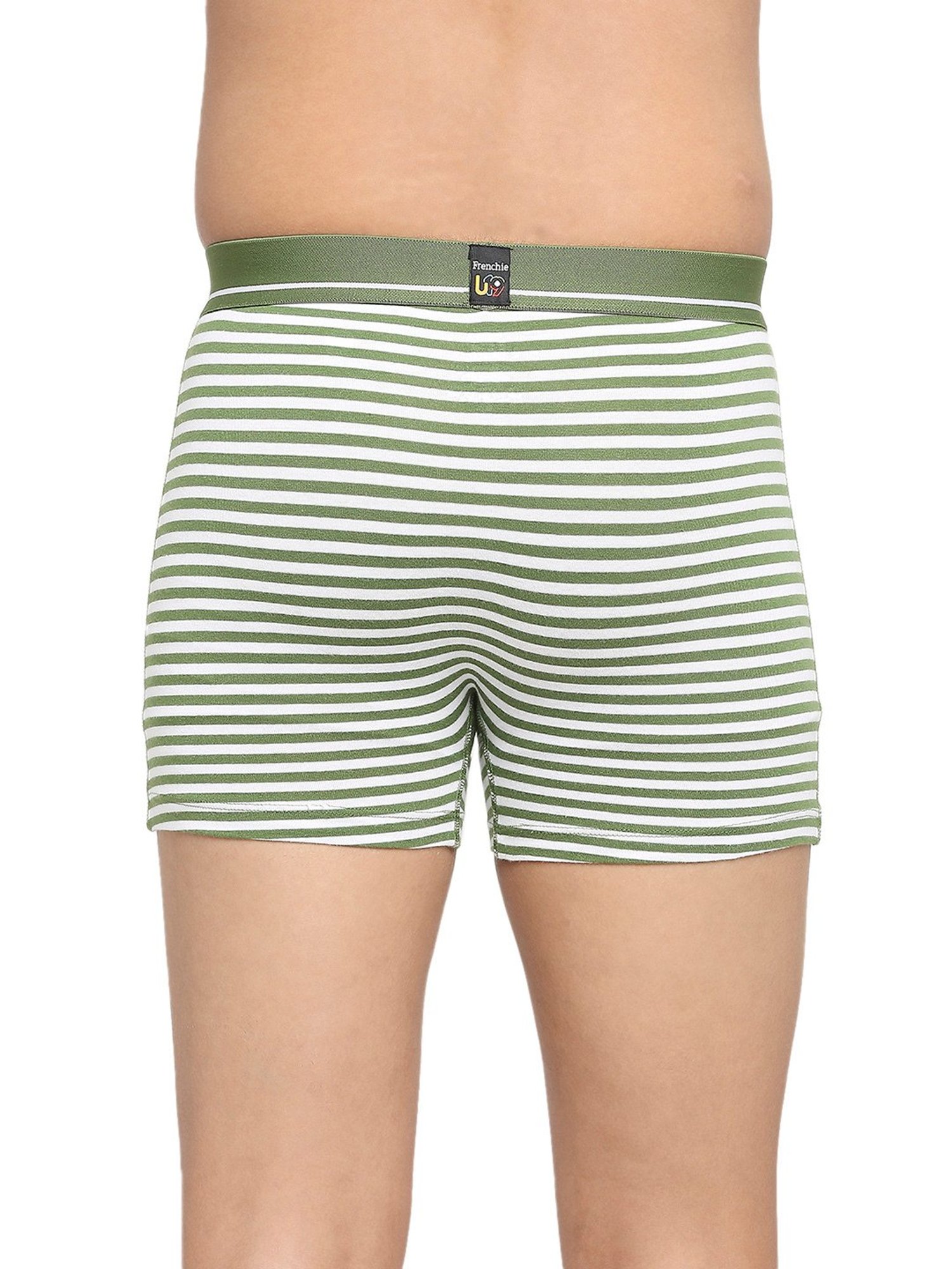 Frenchie Kids Navy & Green Striped Trunks (Pack Of 2)