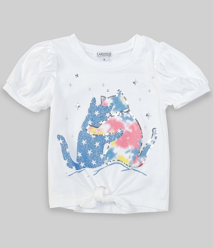 Flapdoodles Little Girls 2T-6X Short-Sleeve Constellation Cats Graphic Tee