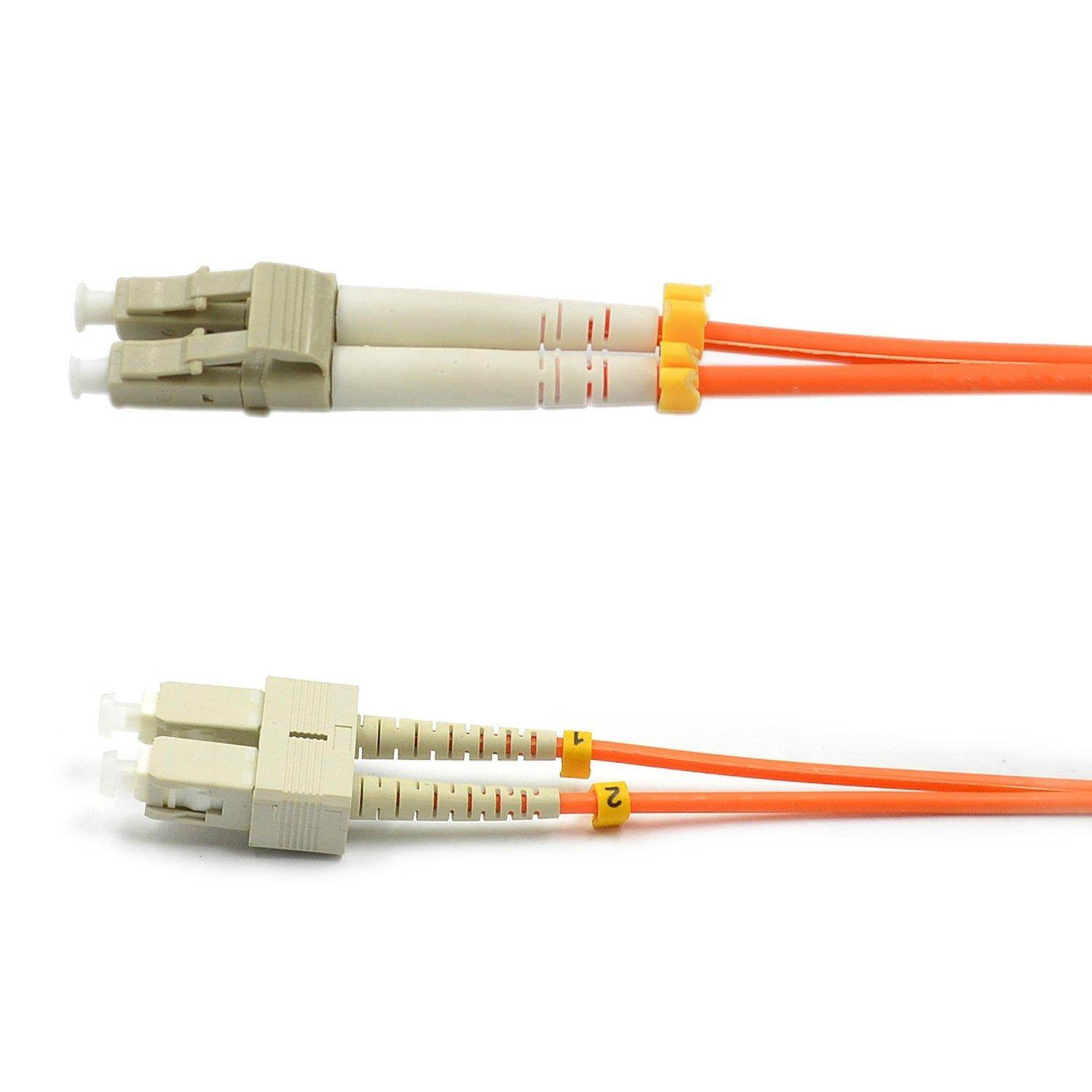 CableJoy LC-SC 62.5/125 OM1 Duplex Multimode PVC Fiber Optic Cable, Orange (3 Meter)