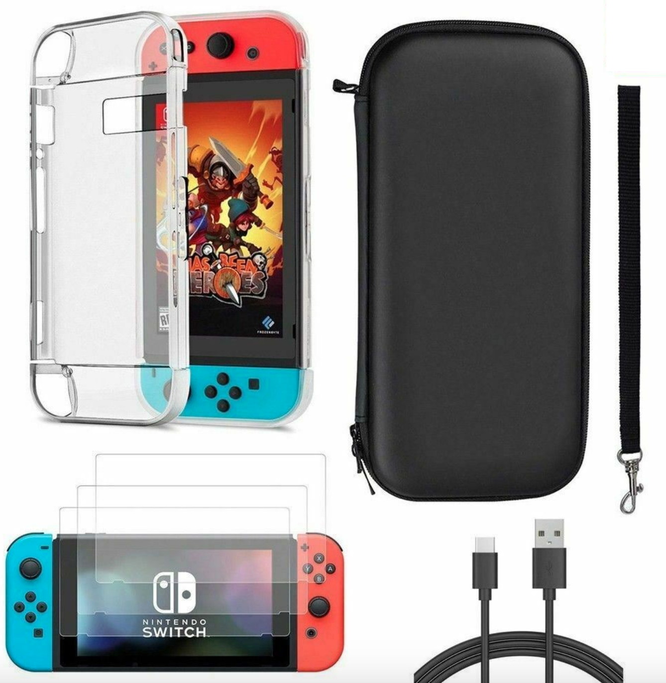 Accessories Case Bag+Shell Cover+Charging Cable+Protector for Nintendo Switch