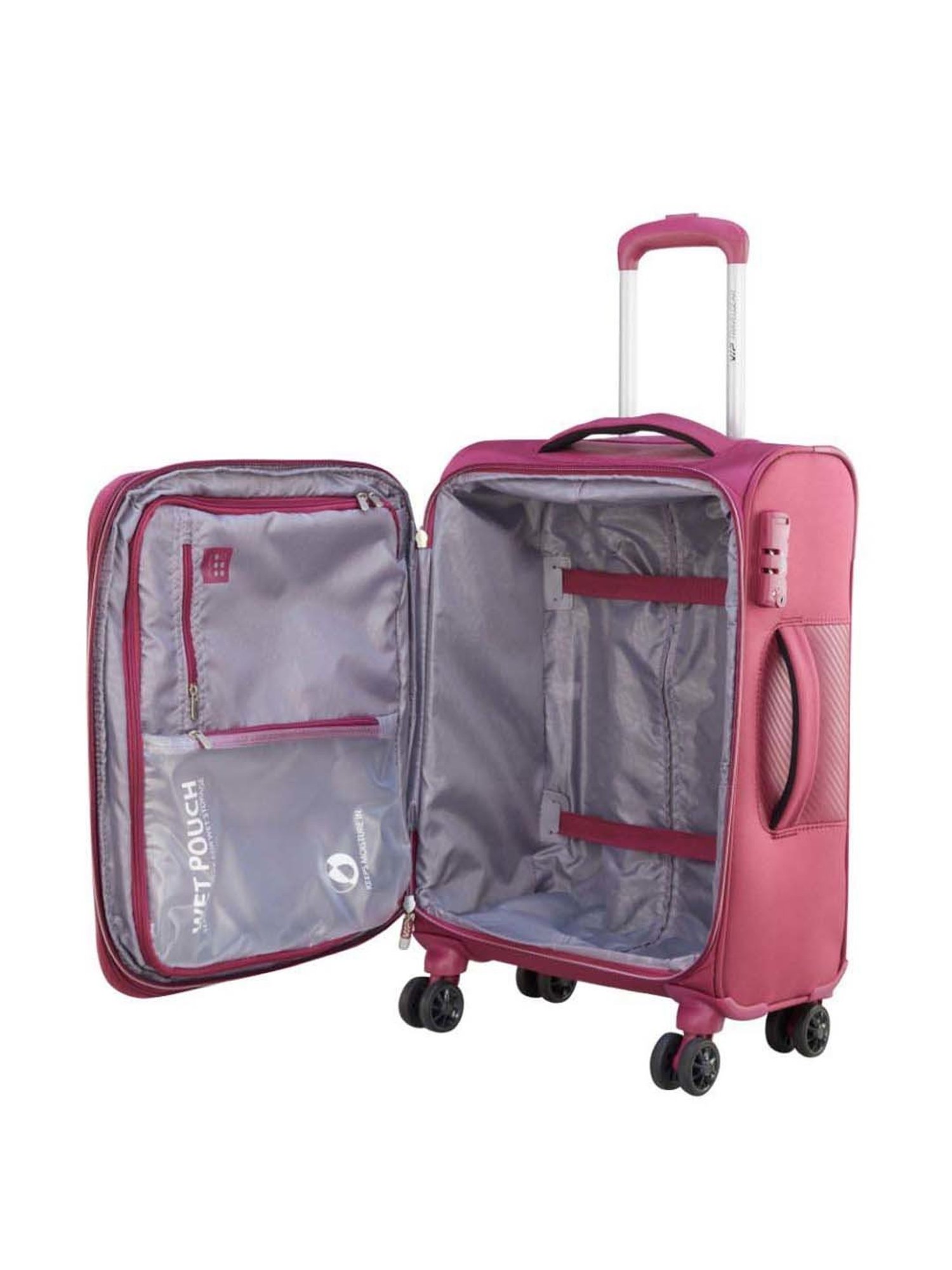 VIP Cardinal Str Exp Burgundy Striped Soft Cabin Trolley Bag - 39.5 cm