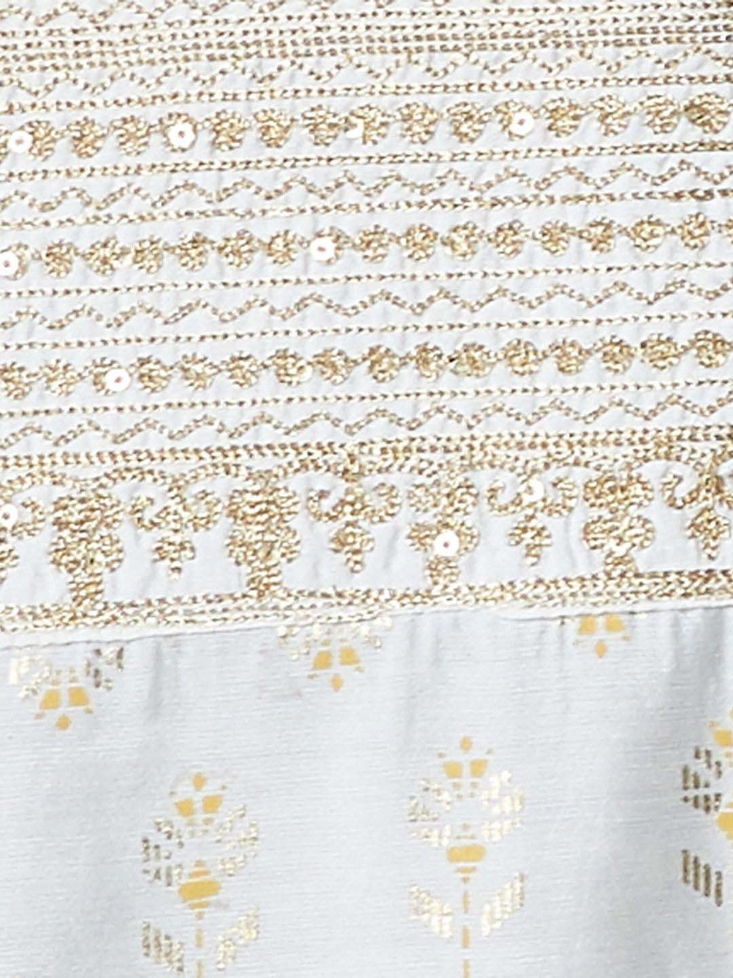 Melange by Lifestyle Off-White Embroidered Kurta Palazzo Set With Dupatta