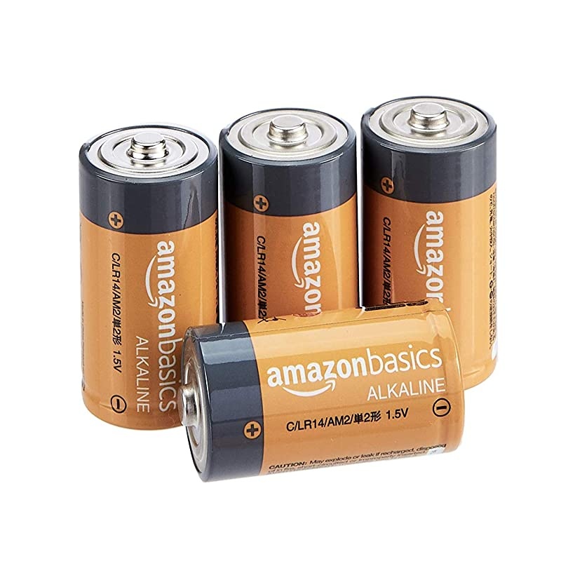 Basics 4 Pack C Cell All-Purpose Alkaline Batteries, 5-Year Shelf Life, Easy to Open Value Pack