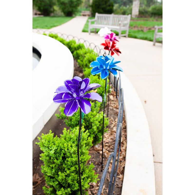 39" Metal Rose Spinning Garden Stake Red - Exhart