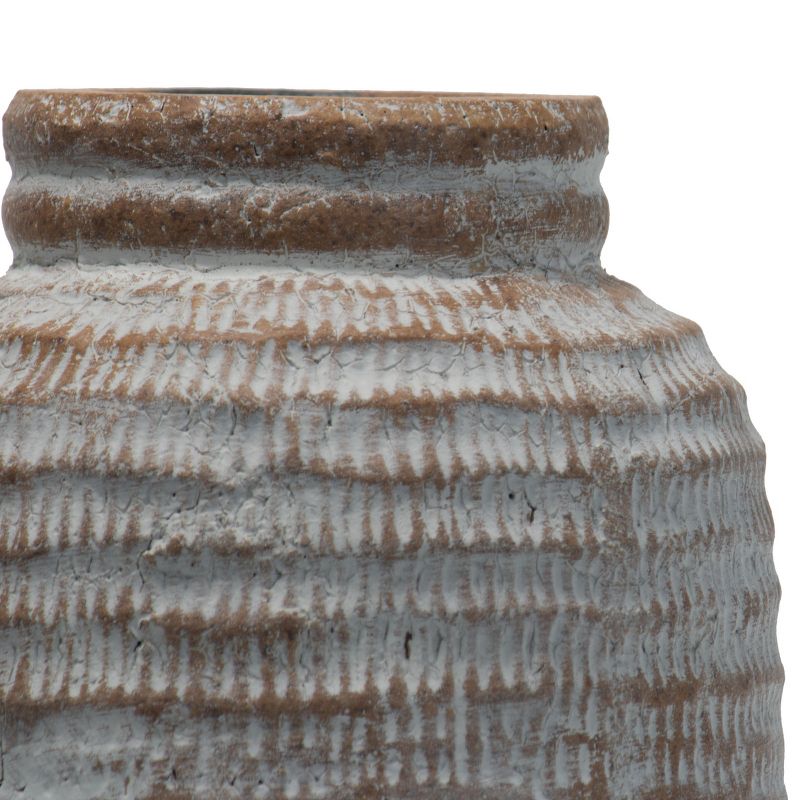 Antique Brown Terracotta Decorative Vase with Whitewashed Finish - Foreside Home & Garden