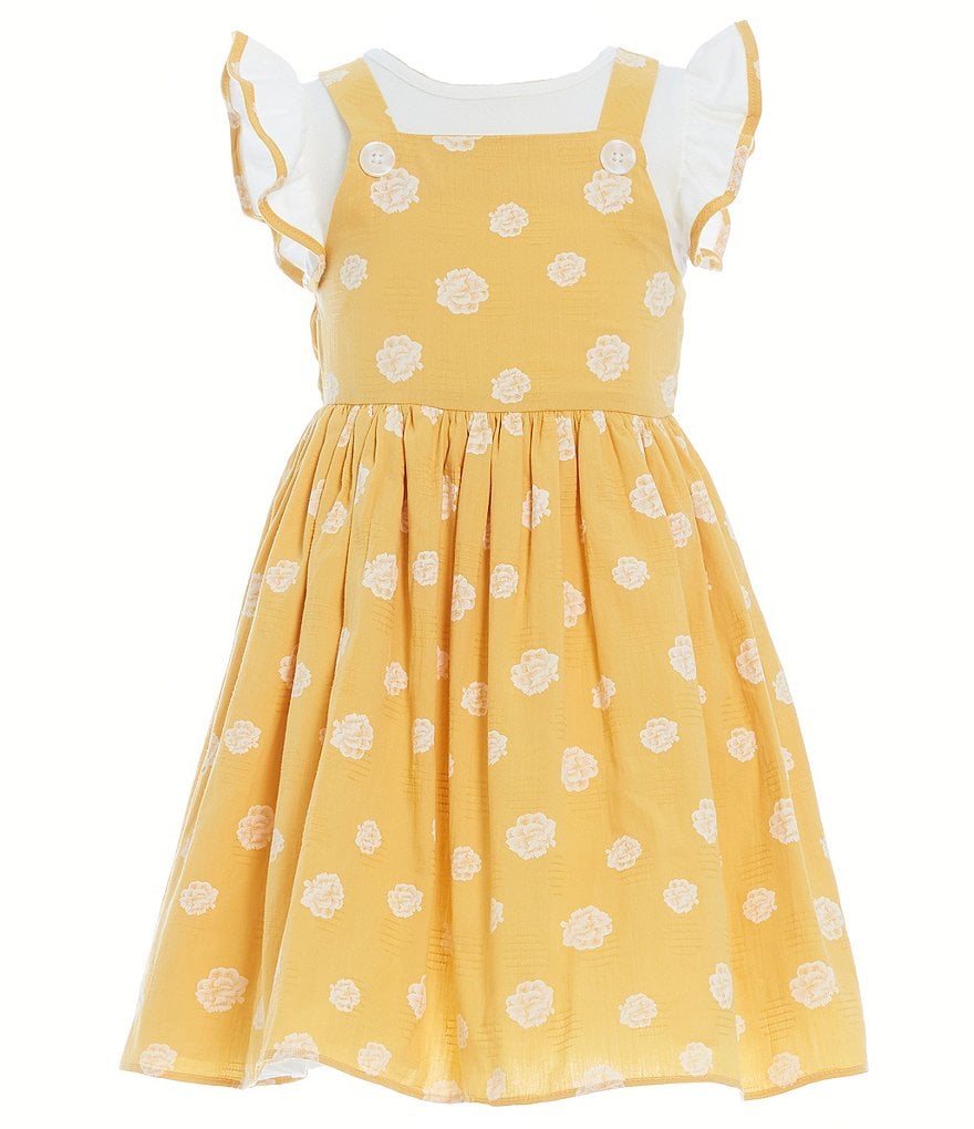 Pippa & Julie Little Girls 2T-6X Sleeveless Floral-Printed Jumper Dress & Flutter-Sleeve Tee Set
