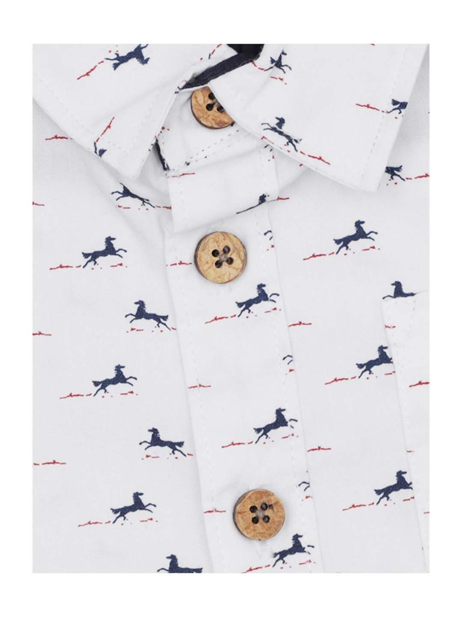 Manet Kids White Cotton Printed Shirt