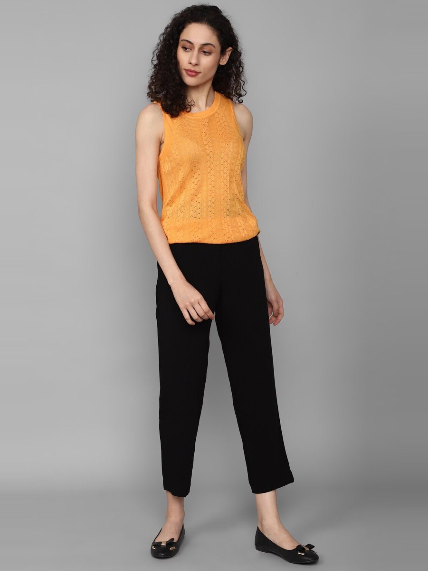 Allen Solly Orange Self Pattern Top