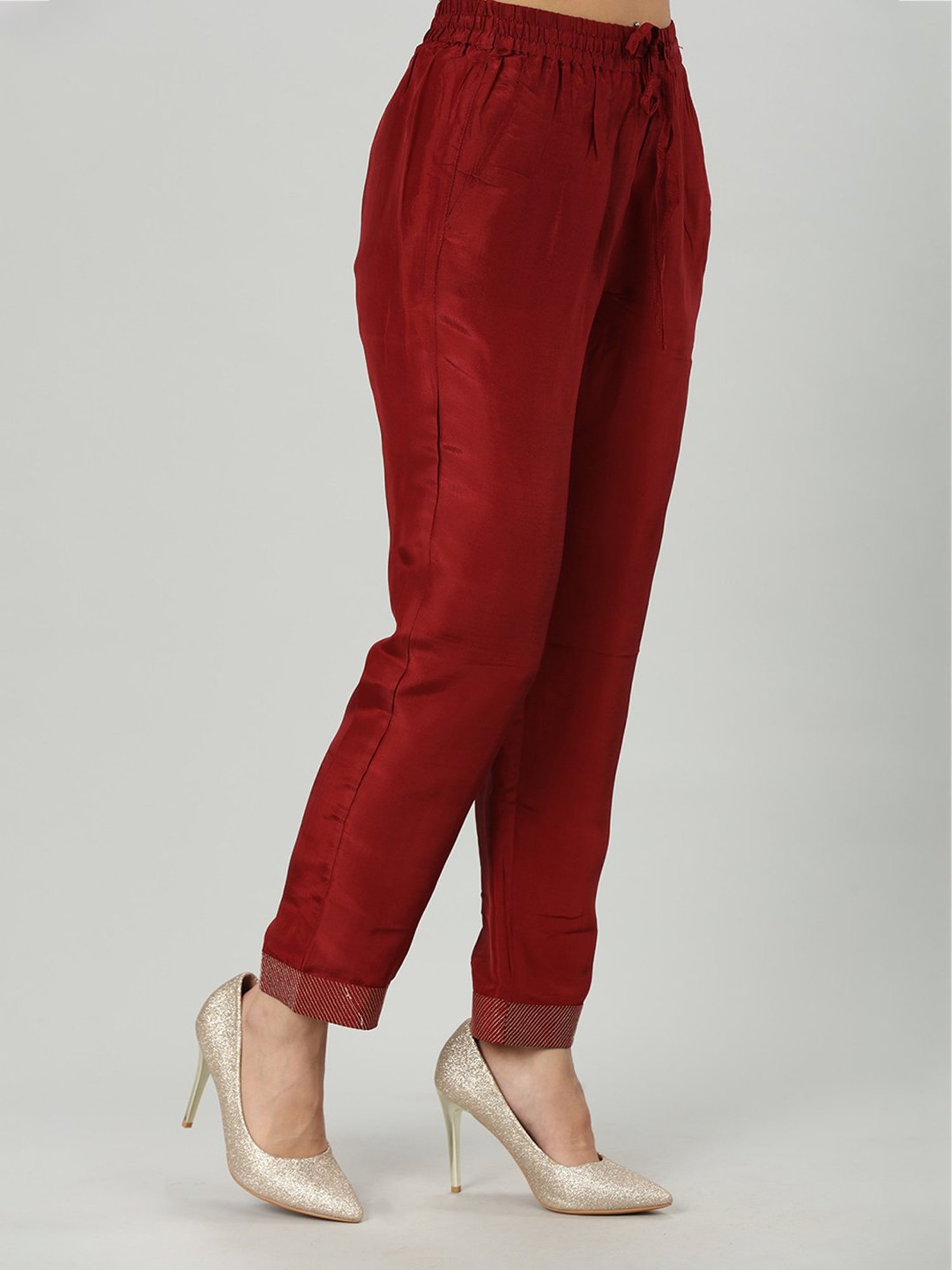 Mustard Maroon Regular Fit Palazzos