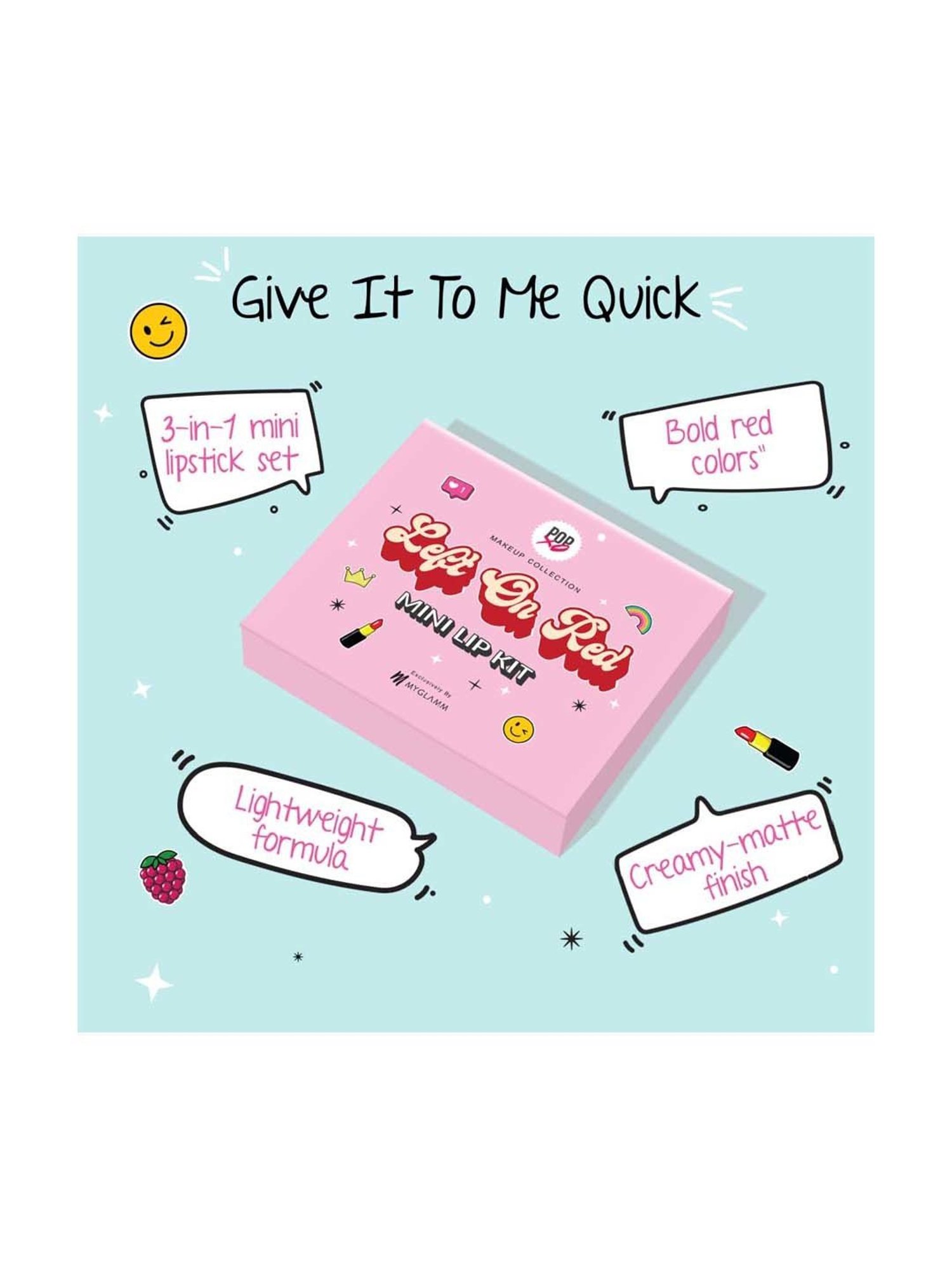 Myglamm Popxo Makeup Mini Lip Kit Left On Red - 10 gm