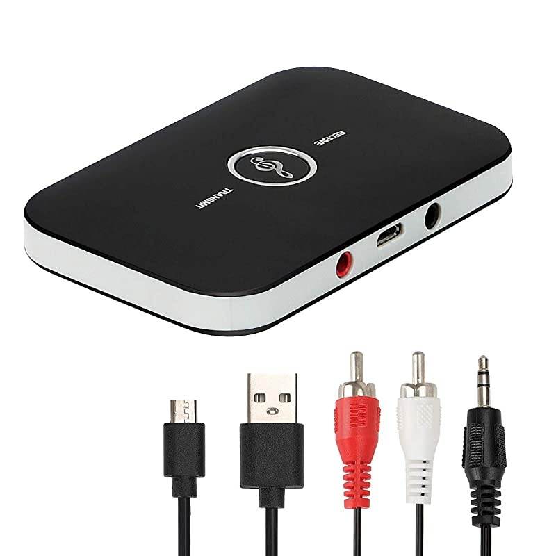 Bluetooth 5.0 Transmitter Receiver,  2-in-1 Wireless 3.5mm Adapter, Low Latency Bluetooth Audio Adapter for Wired Speakers, Headphones,Car,iPod, Home Stereo System