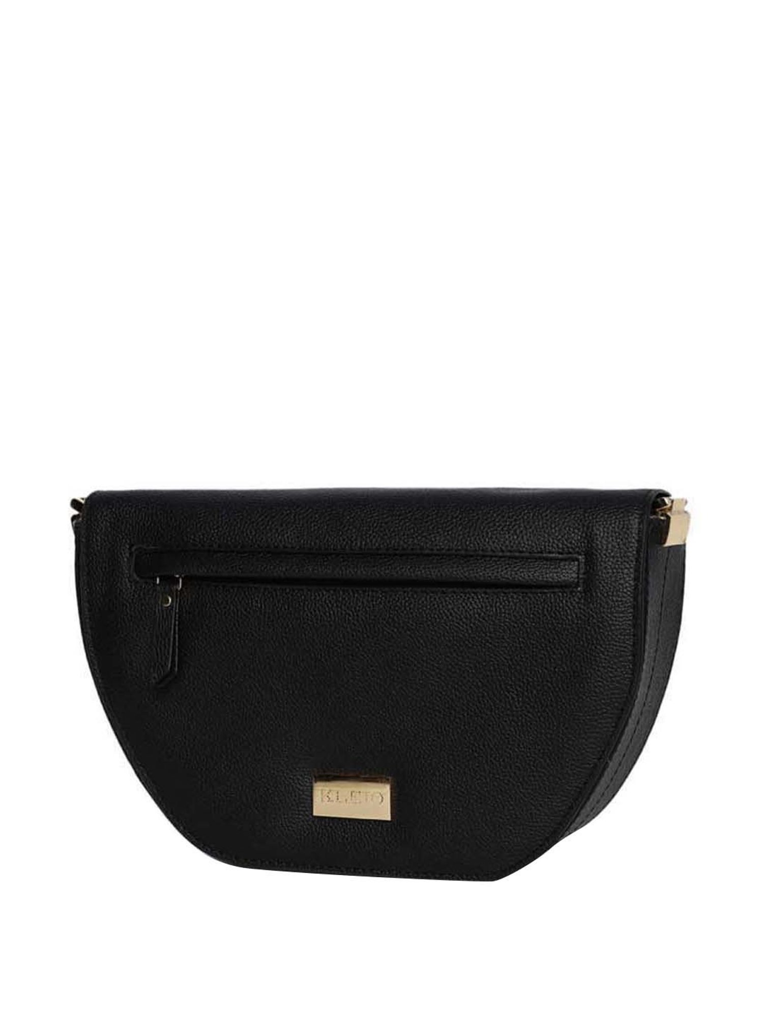 KLEIO Black Solid Medium Sling Handbag