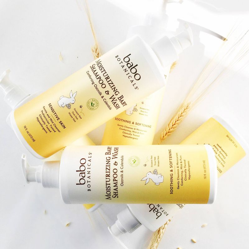 Babo Botanicals Moisturizing 2-in-1 Oatmilk & Calendula Baby Shampoo & Wash - 16 fl oz