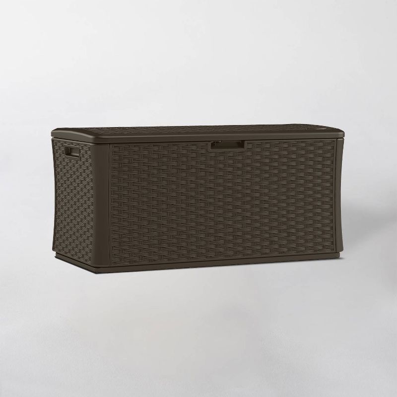 134gal Resin Java Wicker Deck Box Brown - Suncast