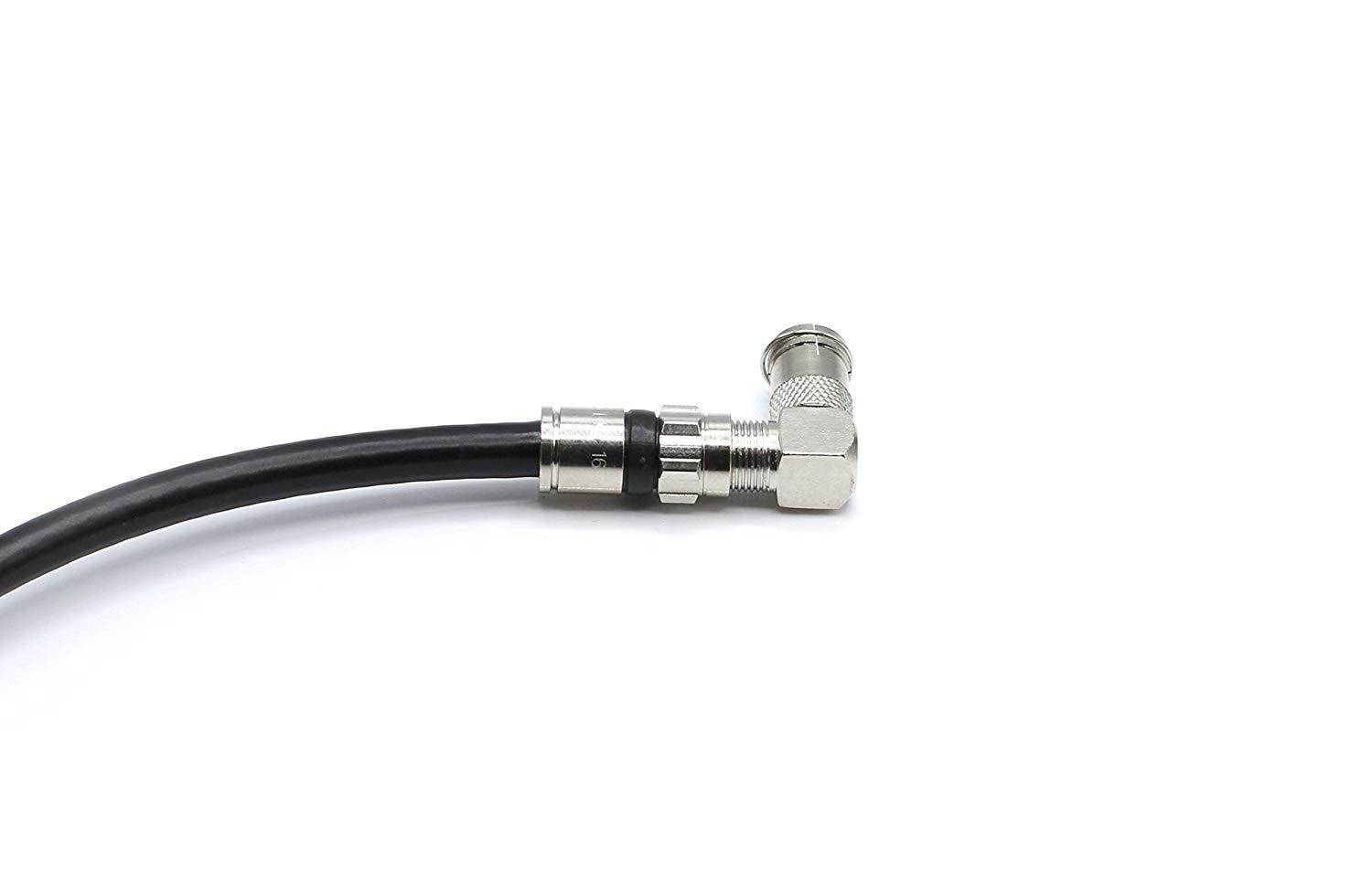 Right Angle Push On Coax Connector | F Type Female to Male Angle Adapter-25 pk