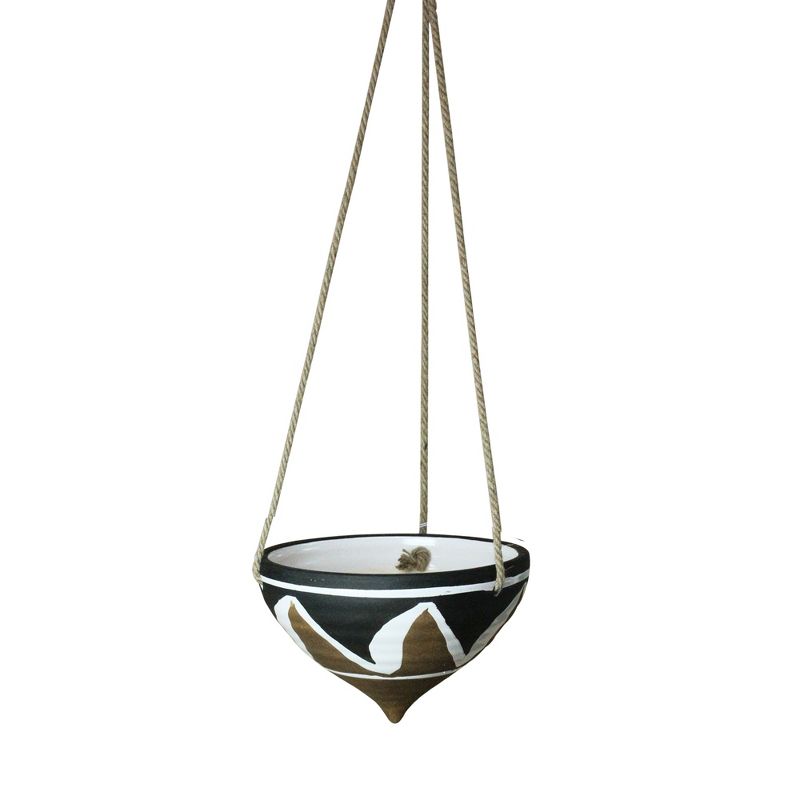 Allstate Floral 6.5" Global Design Hanging Outdoor Planter - White/Black