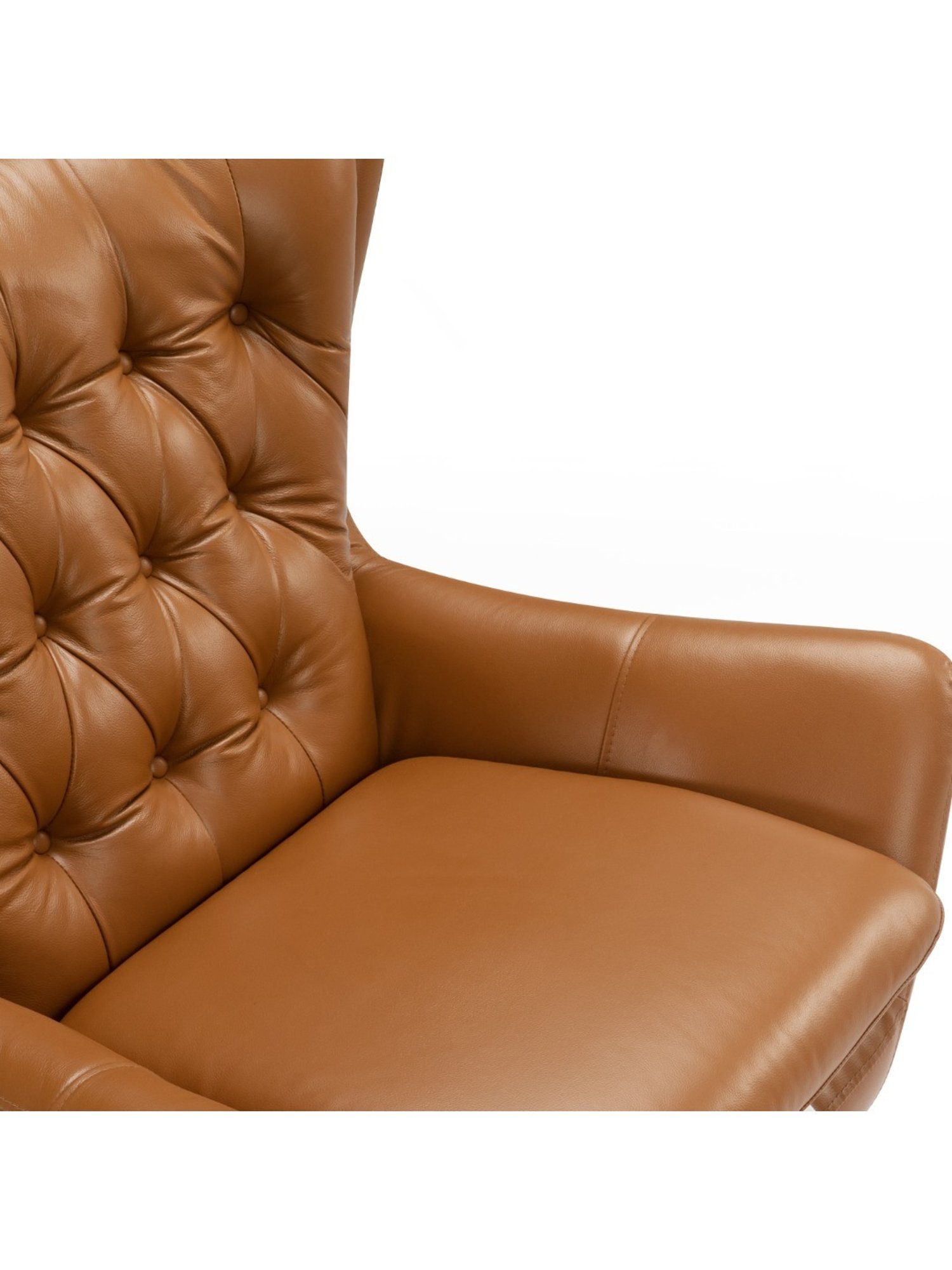 Durian Rosslyn Contemporary Tan Brown Leather Lounge Chair