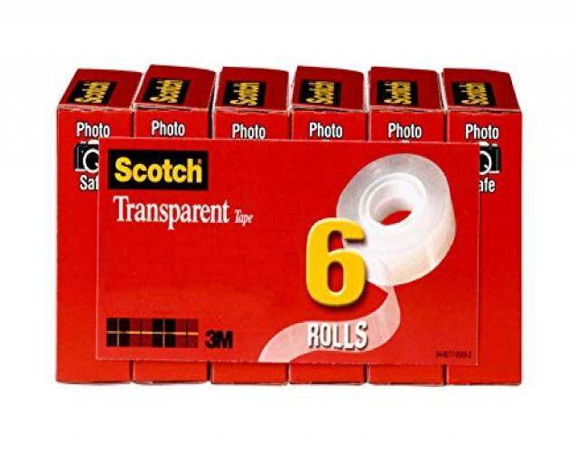 Scotch Transparent Tape, 3/4 x 1296 Inches, 6 Rolls, Boxed 6006PK