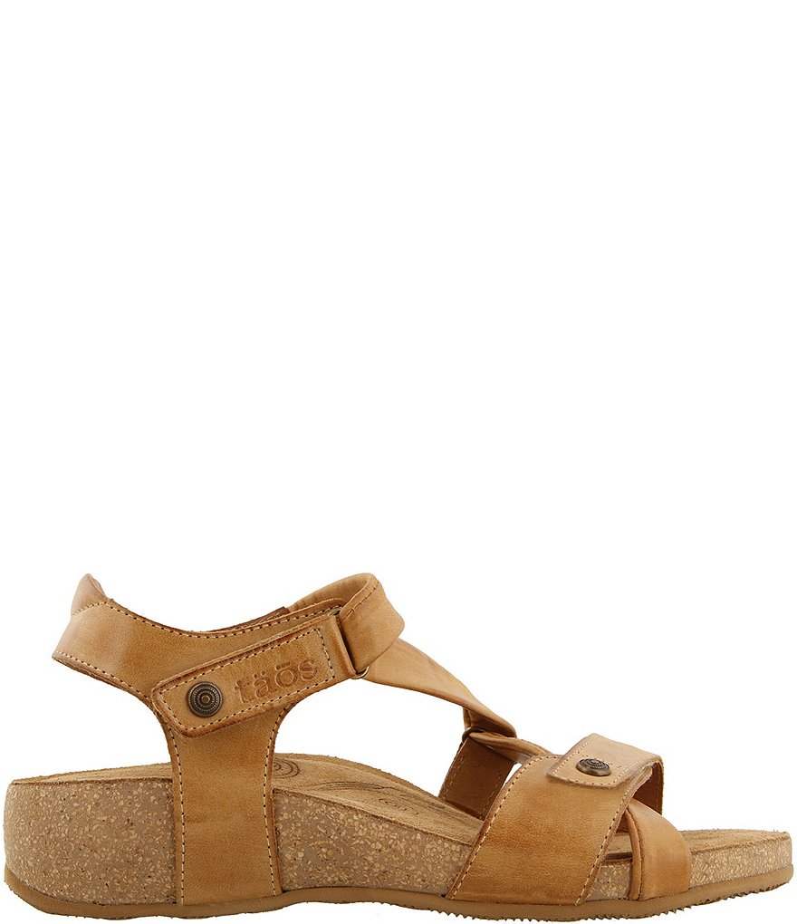 Taos Footwear Universe Banded Leather Wedge Sandals