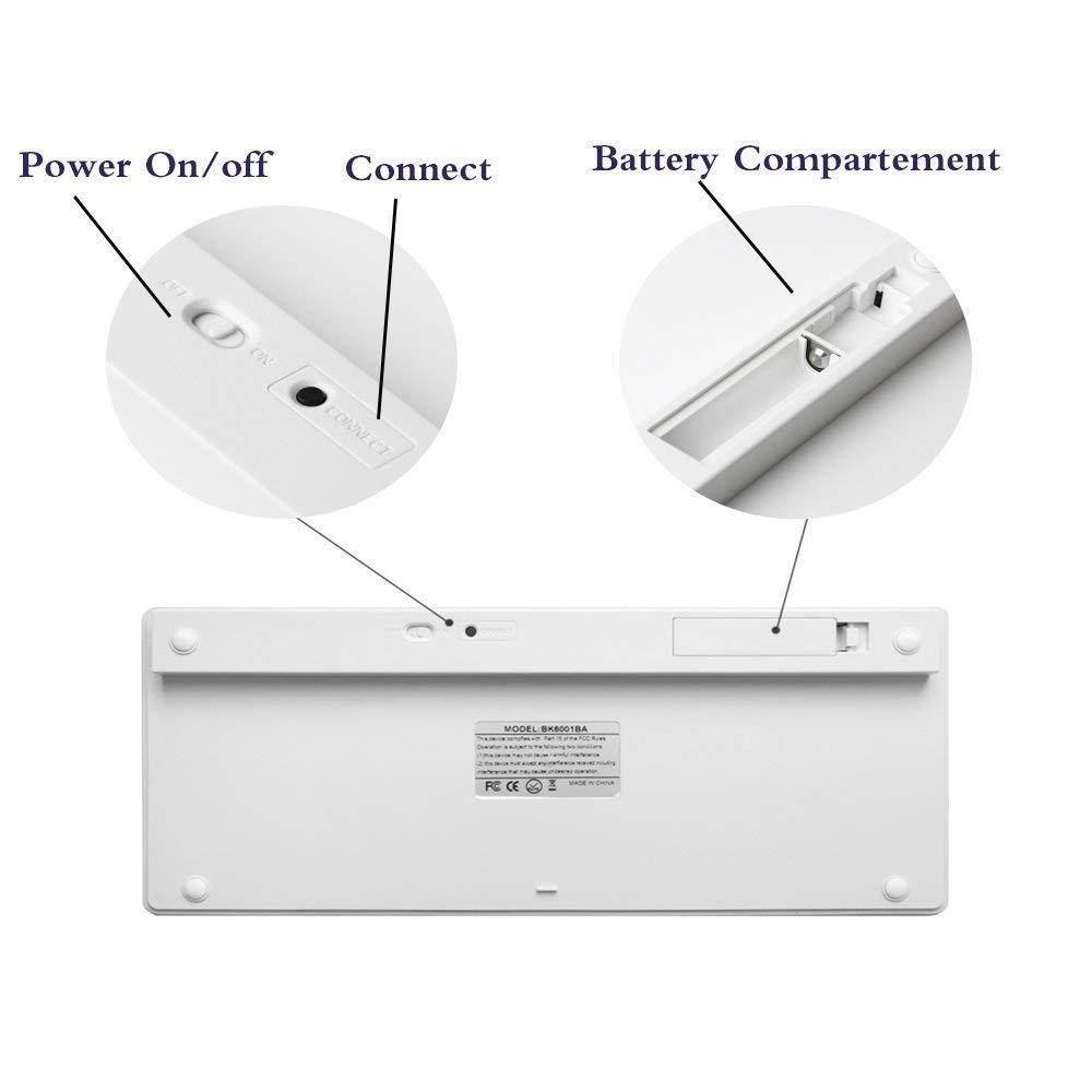 D Dingrich Compatible for Wireless Keyboard White - Windows, iOS, Mac OS, Android System - Computers, Tablets, Smart Phones - iPhone 8/iPhone 8plus/iPhone 7/iPhone 7plus Ultra-Slim (White)