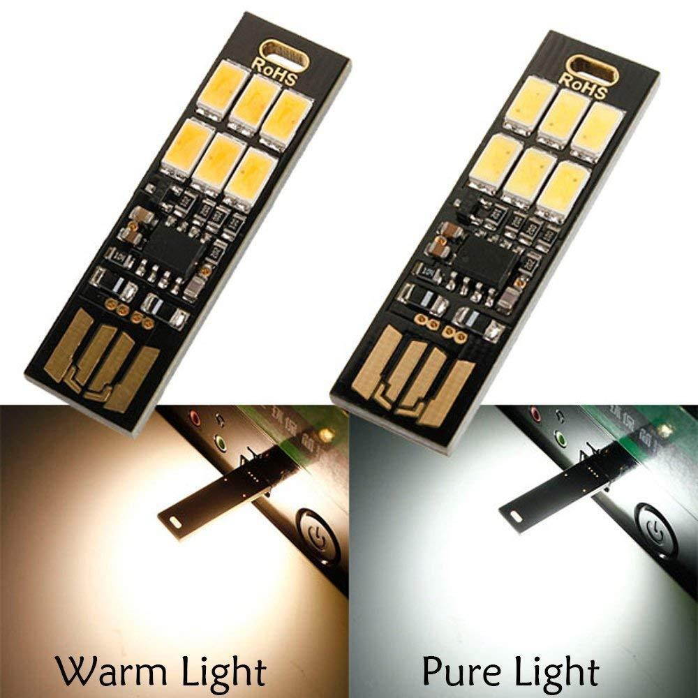 Yitee 5pcs USB Light Keychain Super Bright 6 LEDs Mini USB Light Lamp with Smart Touch Electrodeless Dimming Switch For Laptop Keyboard Light(Warm White)