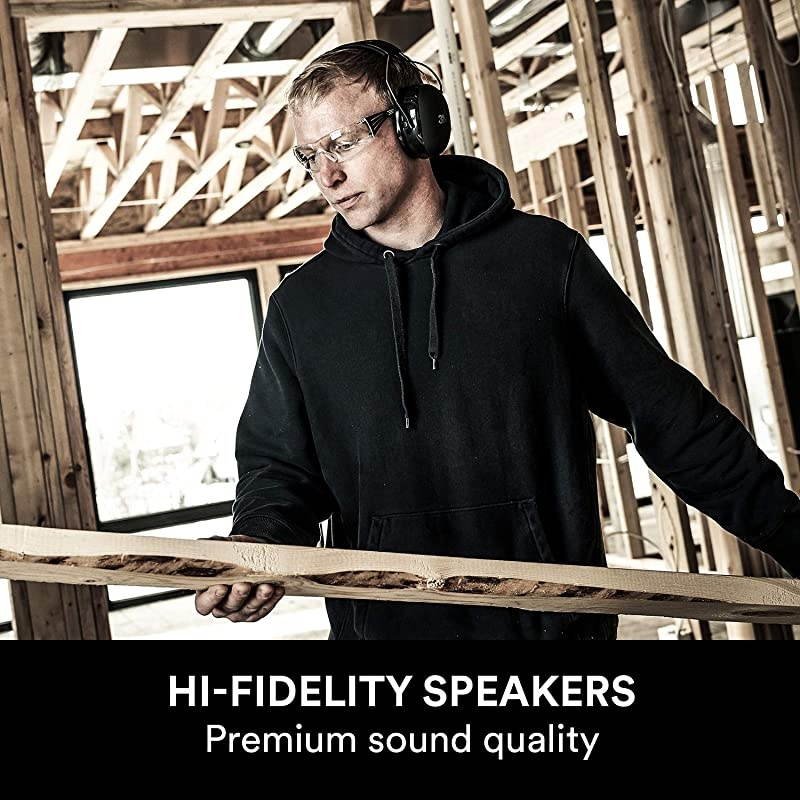 WorkTunes Connect + Comfortable Gel Filled Ear Pads Noise Reduction Bluetooth Hearing Protection NRR 23dB yard work